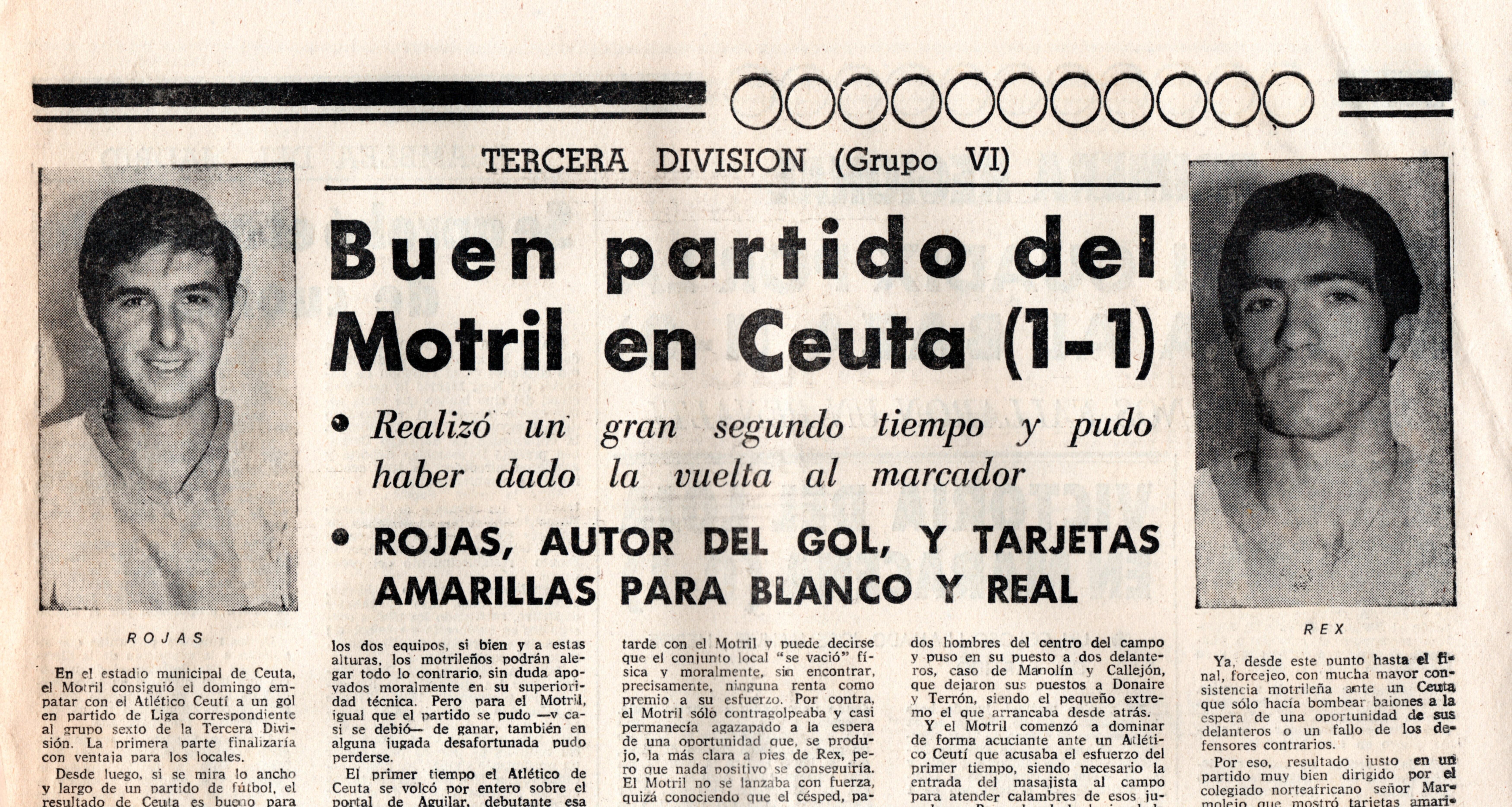 El diario Patria se hacía eco del primer partido del C.D. Motril en Tercera División